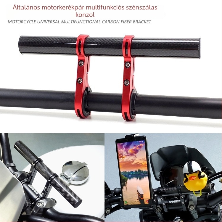 Motorkerékpár és kerékpár számára többfunkciós meghosszabbító konzol, karbon szálas + alumíniumötvözet, navigációs tartó, fényszóró kiterjesztő kiegészítők, SHUNXINGLONG