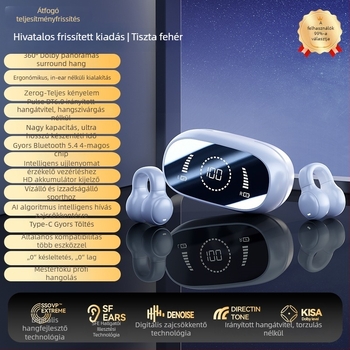 Bluetooth csontvezetéses fülhallgató, nyitott fül design, sportos clip-on, vezeték nélküli, hosszú akkumulátor üzemidő