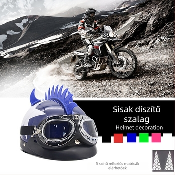 Motorkerékpár sisak díszítő csík – vintage szarv-mintázat, TPR anyag, Knight Protectors stílus, univerzális fél sisakhoz