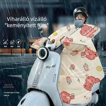 Extra vastag szélálló takaró elektromos járművekhez és motorkerékpárokhoz, fleece-béléssel, egyrészes univerzális kialakítás téli meleghez