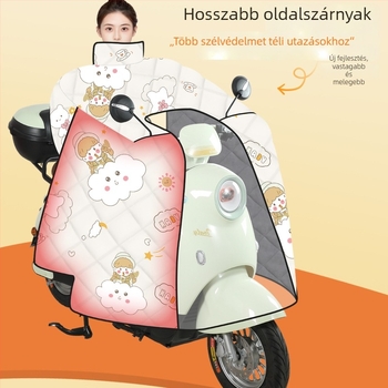 Szélvédő takaró elektromos járművekhez és motorkerékpárokhoz, PVC anyag, fleece bélés, vízálló, vastag téli védőhuzat, négy évszakos univerzális