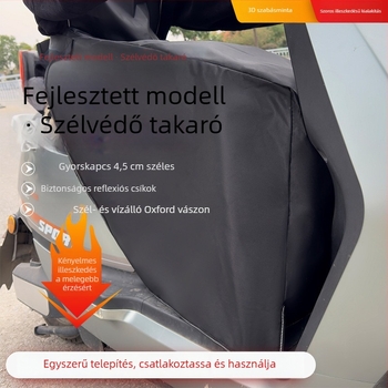 Félig bélelt motorkerékpár szélvédő takaró – téli mellkas és láb védő, 420D Oxford anyag