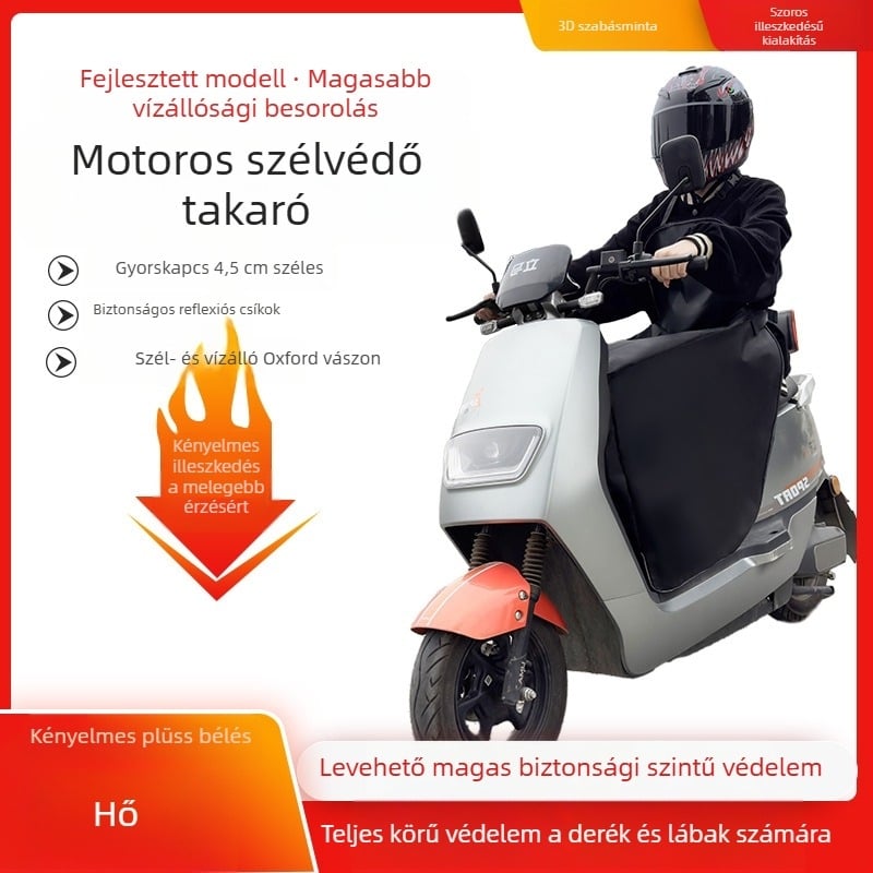 Félig bélelt motorkerékpár szélvédő takaró – téli mellkas és láb védő, 420D Oxford anyag