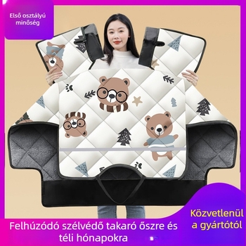 Elektromos járművek első szélvédő takarója - PVC, vízálló, fleece béléses téli melegen tartó, alkalmas motorkerékpárhoz, triciklikhez és elektromos autókhoz