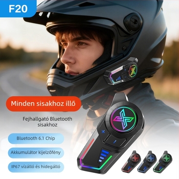 Bluetooth fejhallgató motorkerékpár sisakhoz F20Pro kettős interkommal és zene megosztással