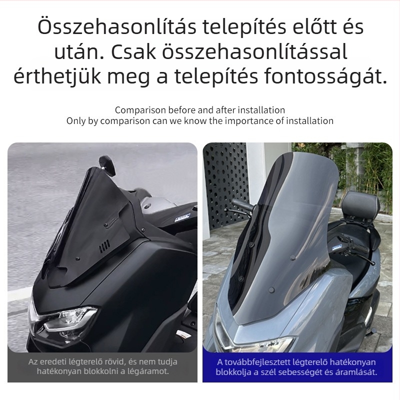 Növelt szélvédő Yamaha NMAX155-höz, kompatibilis a 2020–2024 modellekkel