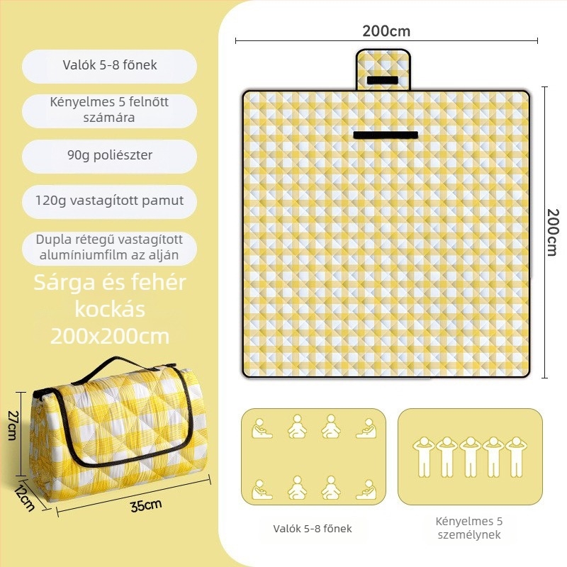 Megvastagított piknik és kemping matrac alumínium fóliával, vízálló, összecsukható EVA anyagú, több személyes használatra, Chunya szövet