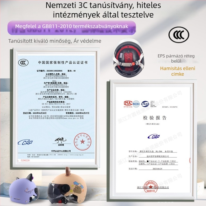 ABS anyagú gyerekrobogó sisak, márka Puluotai, 3C Nemzeti Szabvány szerint tanúsított, tanúsítási kód 2023091105021249