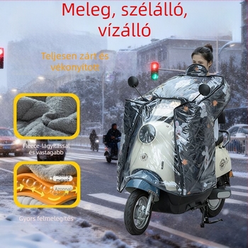 Elektromos járművekhez teljesen zárt szélvédő-poncsó, vastag téli akkumulátor melegítő, műanyag kivitel