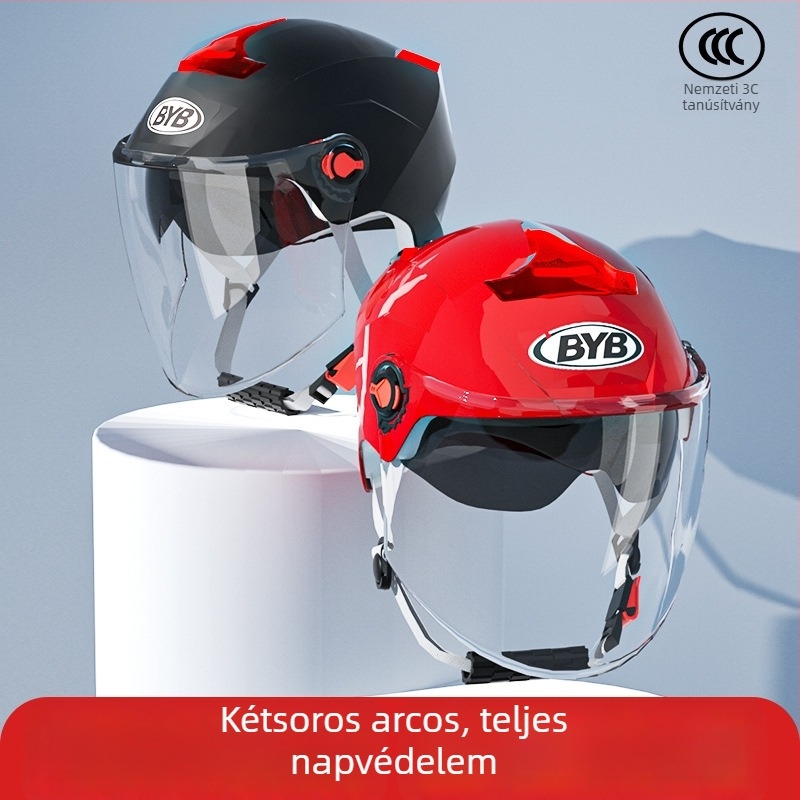 BYB motorkerékpáros sisak, ABS anyag, 3C tanúsított, uniszex, tanúsítvány száma 2024091105021704