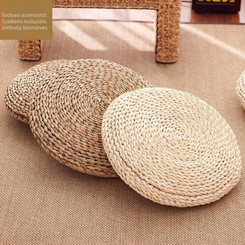 Kézzel készített szalmából készült meditációs párna, kültéri használatra; ülőpárna ablakszéli elrendezéshez, belső zen üléshez.