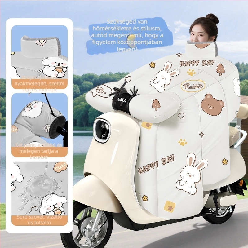 Szélvédő quilt pajzs elektromos járművekhez, Oxford anyag, fleece béléssel téli melegen tartó, vízálló és minden évszakra alkalmas, robogók és motorkerékpárok számára