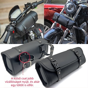 Univerzális bőrtank-táska vízálló, szerszámzsebbel, cruiser- és retro motorkerékpárokhoz