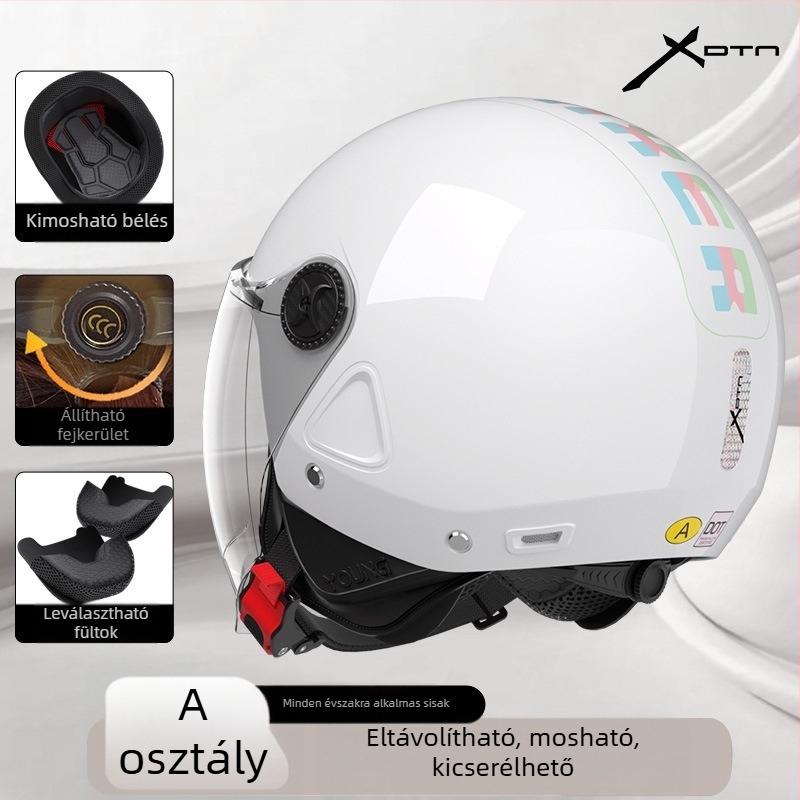 DTN 3/4 bukósisak elektromos járművekhez — ABS, levehető bélés, mindhárom évszakra alkalmas szélálló, univerzális illeszkedés, 3C tanúsítvány