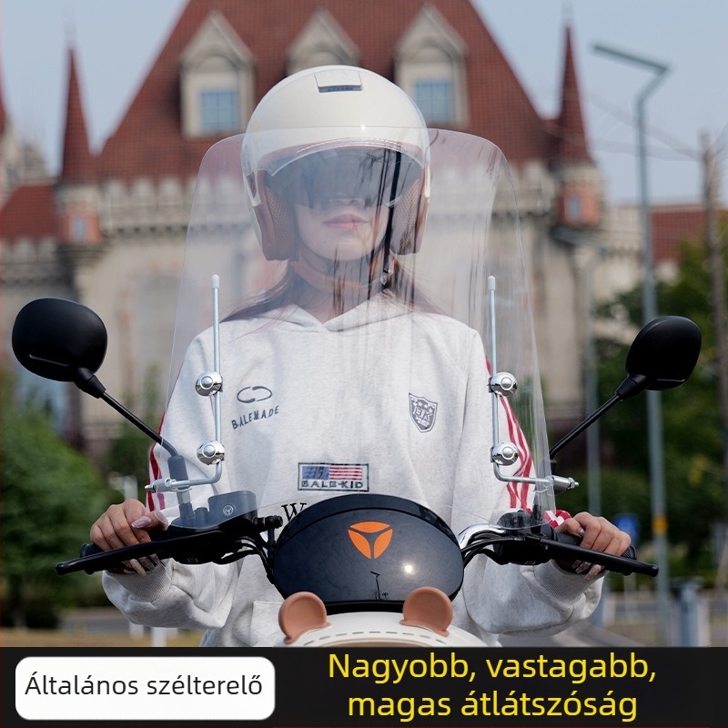 Elektromos járművek és motorkerékpárok elülső szélvédője, átlátszó, modell Section B, anyag PE