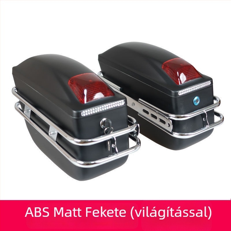 K6 motorkerékpár oldalsó doboz – moduláris rendszer két vagy három dobozzal, ABS oldalsó akasztós doboz LED-es világítással