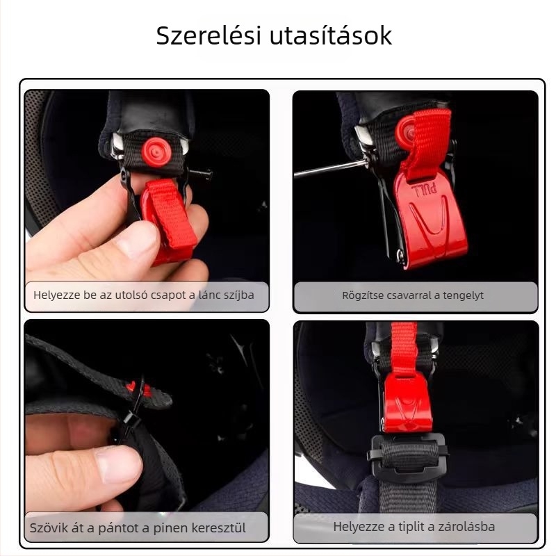 Motorkerékpár sisak gyorskioldó csat — módosított kettős D szorításhoz, univerzális AGV, Shoei, Ava és Moses kompatibilis