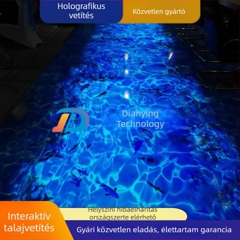 5D holografikus projektor rendszer éttermek és bankett termek számára — lenyűgöző fény-árnyék effektek a falakon és a padlón tengeri világgal