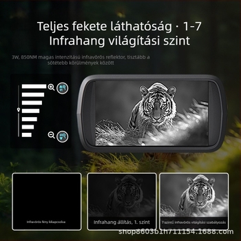 Infravörös éjjellátó binokuláris (8x nagyítás, 25 mm objektív, látótávolság 350–400 m, tömeg 460 g)