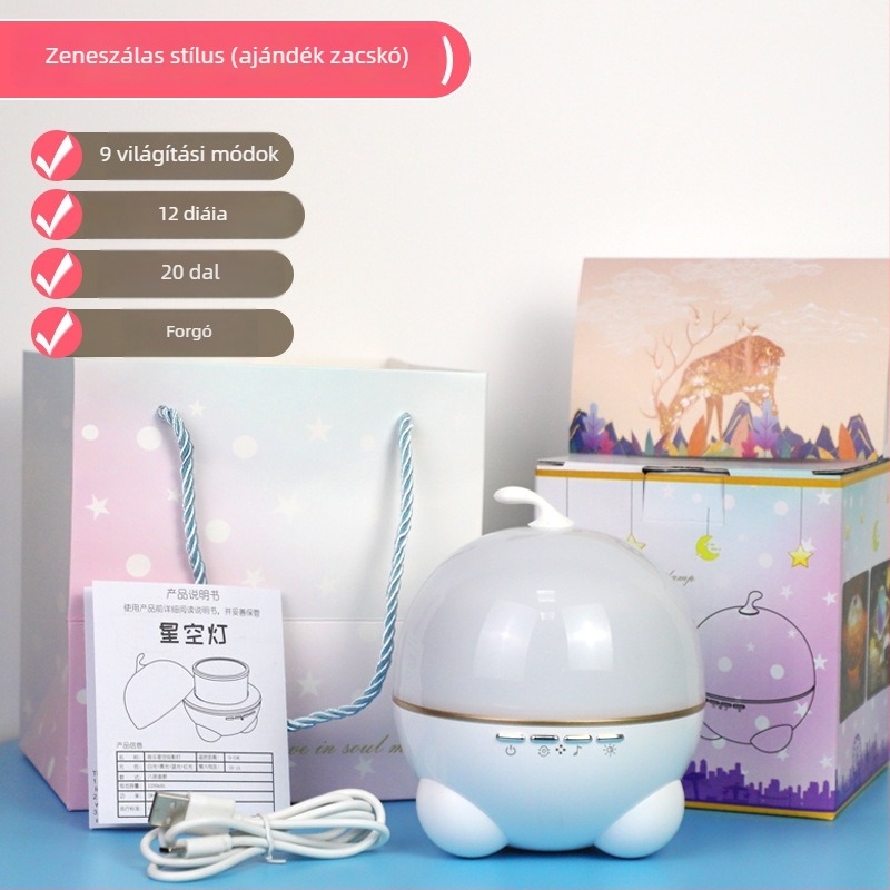 Csillagos ég projektor zenei dobozzal – USB tápegység, beépített lítium-ion akkumulátor, Bluetooth, távirányító, hang