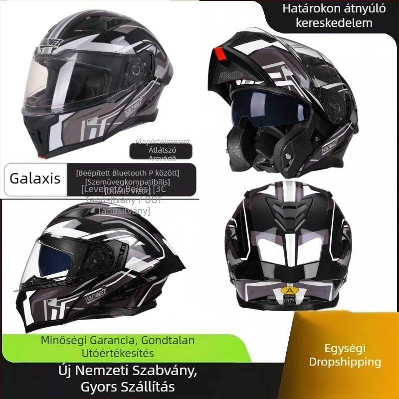 Kinyitható motorkerékpár sisak kettős vizorral, Bluetooth headset, ABS, 3C tanúsítvány (kód 2023011105535332)