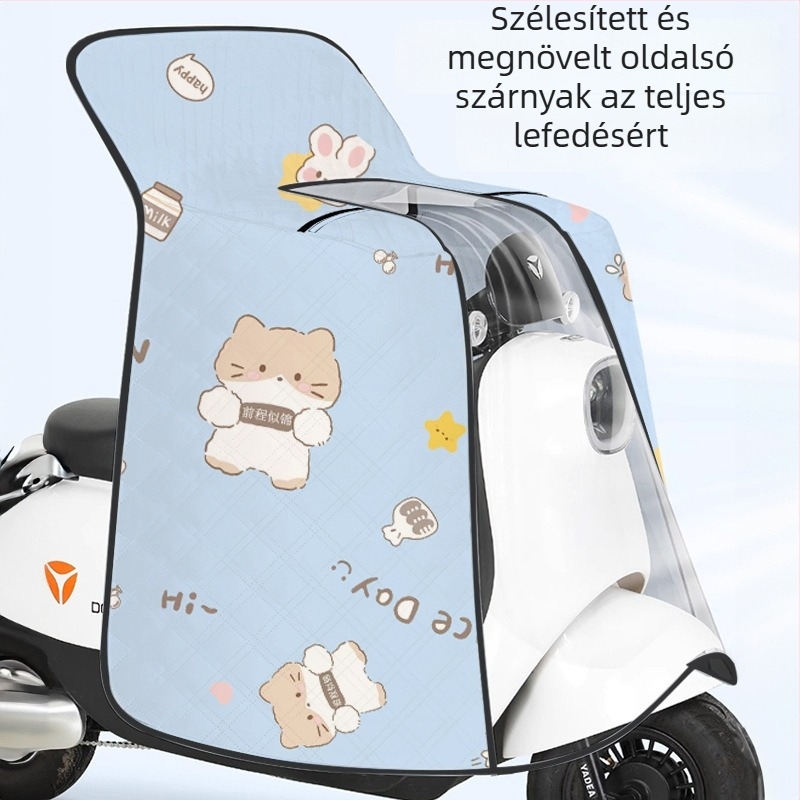 Szélvédő takaró elektromos kerékpárok és motorkerékpárok számára, eső- és UV-álló, vékony modell, egész éves használatra, köpeny-stílus