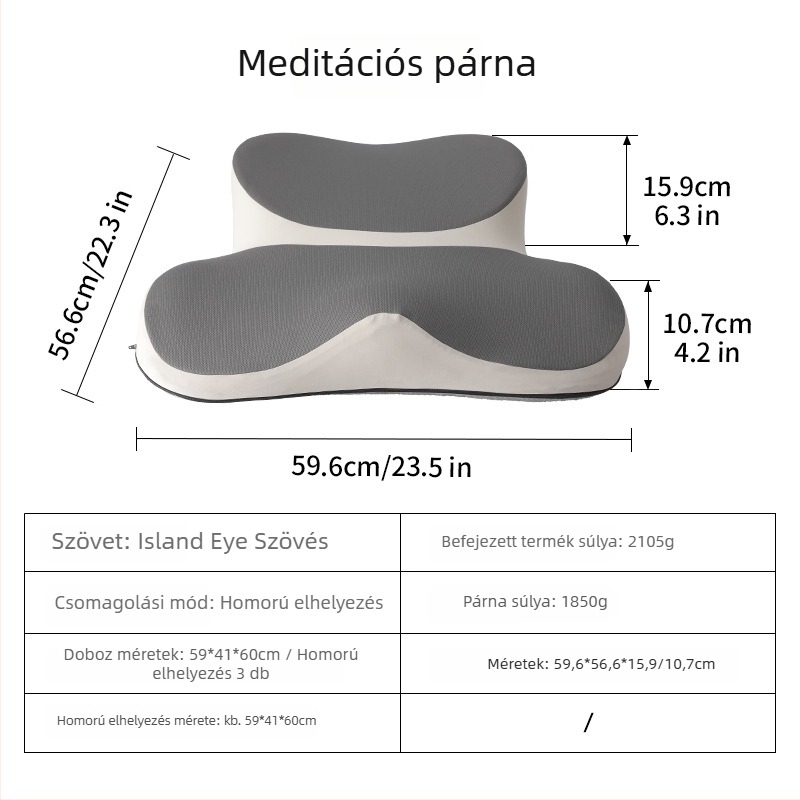 Meditációs ülőpárna keresztezett lábú üléshez, hordozható és vastagabb, ergonomikus memóriahabos töltettel és poliészter huzattal