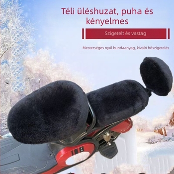 Elektromos roller ülésvédő, műszőrmés nyúlplüssből, téli vastag és meleg