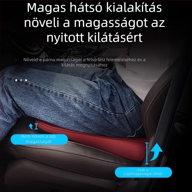 Vezetői ülésemelő párna, sík alakú, selyemszál töltet, PU bőr felület, egy darabból álló dizájn