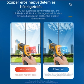 Autóablak hő- és UV-szigetelő film, PET, 2 mil vastagság, szélesség 30–150 cm, fényáteresztés 1–70%, UV-szűrés >90%