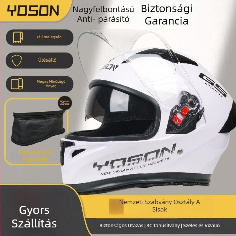 Teljes arcú motorkerékpár sisak – ABS, 3C GB811-2022a, elektromos motorkerékpárhoz, minden évszakra