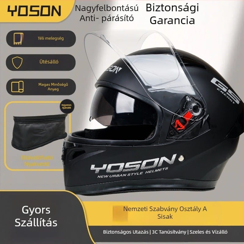Teljes arcú motorkerékpár sisak – ABS, 3C GB811-2022a, elektromos motorkerékpárhoz, minden évszakra