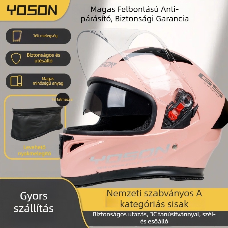 Teljes arcú motorkerékpár sisak – ABS, 3C GB811-2022a, elektromos motorkerékpárhoz, minden évszakra