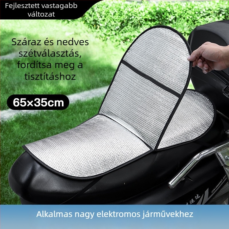 Elektromos jármű ülésének párnahuzat – vízálló, porálló, UV-védelem, hőszigetelés, összetolható (Anyag: gyöngyház pamut + alumínium fólia; Szezon: Nyár; Márka: Caiou)