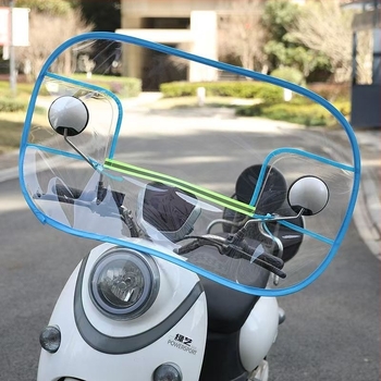 Összecsukható első szélvédő elektromos robogó és motorkerékpárhoz, PVC, HD átlátszóság, visszapillantó tükrökkel kompatibilis