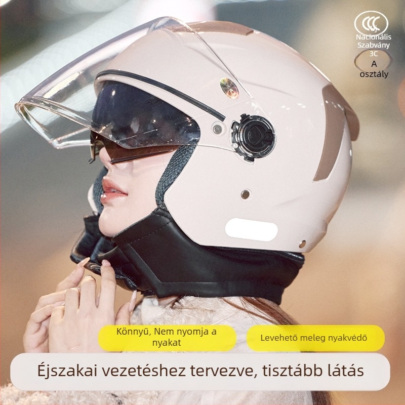 Női elektromos motorkerékpár sisak, 3/4 nyitott arccal, ABS, téli használat, 3C tanúsított