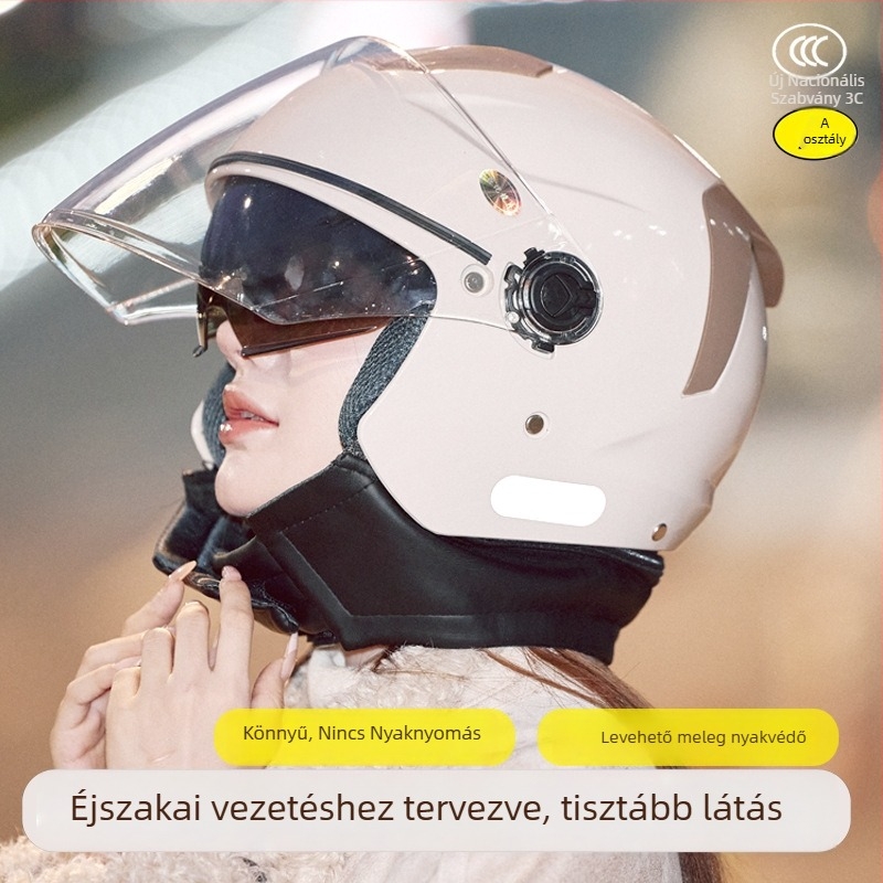Női elektromos motorkerékpár sisak, 3/4 nyitott arccal, ABS, téli használat, 3C tanúsított
