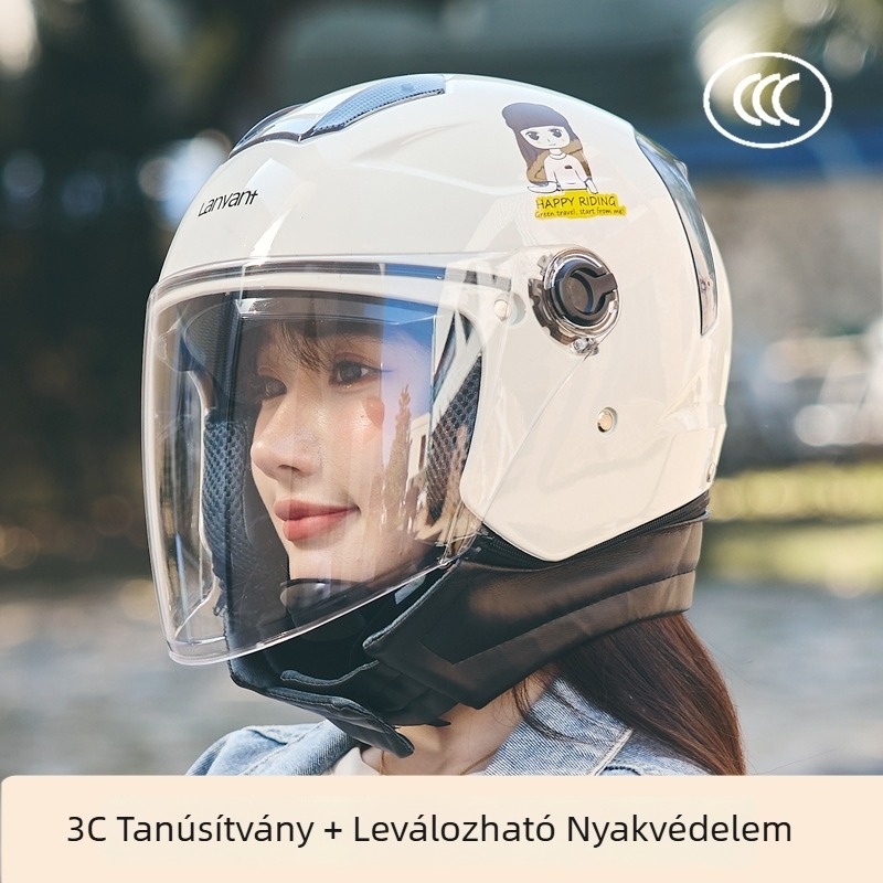 Női elektromos motorkerékpár sisak, 3/4 nyitott arccal, ABS, téli használat, 3C tanúsított
