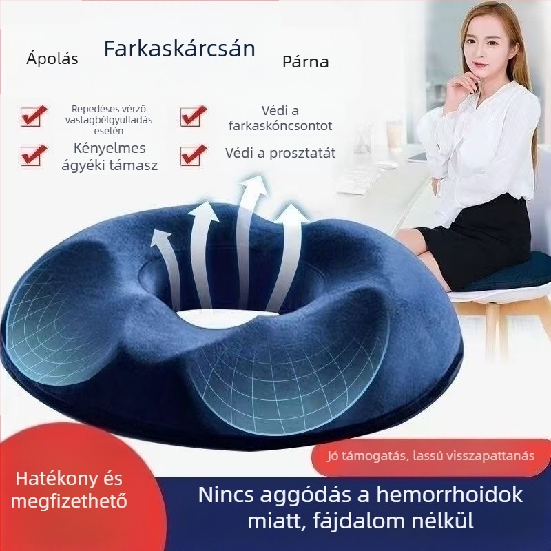 Farkcsont ülőpárna memóriahab töltettel, poliészter borítással, irodai használatra, egyszerű és modern stílusú