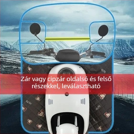 Elülső esővédő elektromos járművekhez, motorkerékpárokhoz és robogókhoz — PVC, vízálló, palota stílus