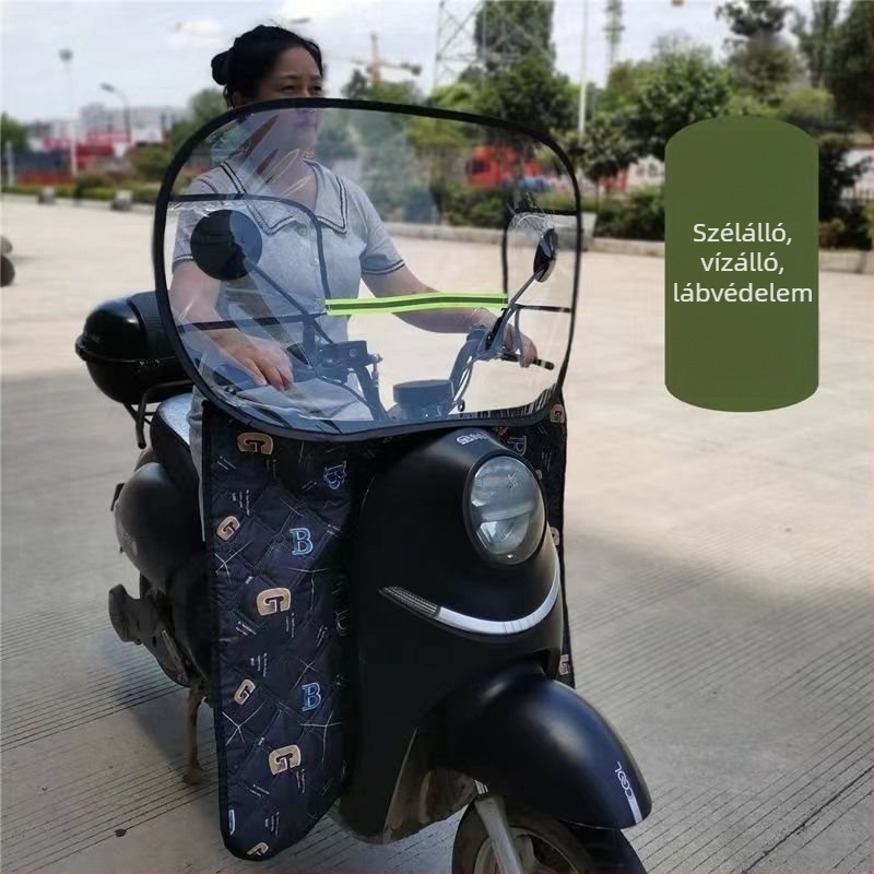 Elülső esővédő elektromos járművekhez, motorkerékpárokhoz és robogókhoz — PVC, vízálló, palota stílus