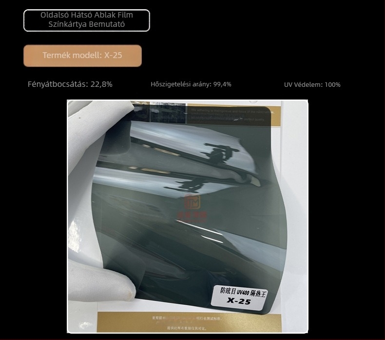 Touman nano-kerámiás autóüveg fólia — UV-védelem 99%, hőszigetelés 99%, látható fény átengedése 60%, vastagság 2 mil, minden autómodellhez alkalmas