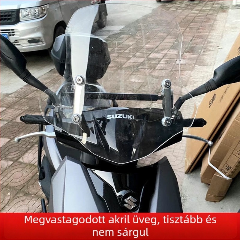Suzuki Uy125 robogóhoz magasan kiemelt első szélvédő – gyanta, napfény elleni védelem