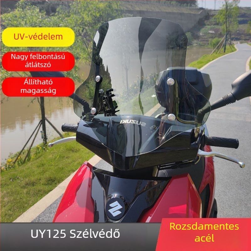 Suzuki Uy125 robogóhoz magasan kiemelt első szélvédő – gyanta, napfény elleni védelem