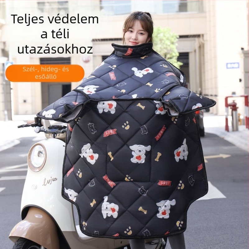 Elektromos jármű szélvédővédő, fleece-betétes és vastag, vízálló poliészter anyagból, egész éves használatra