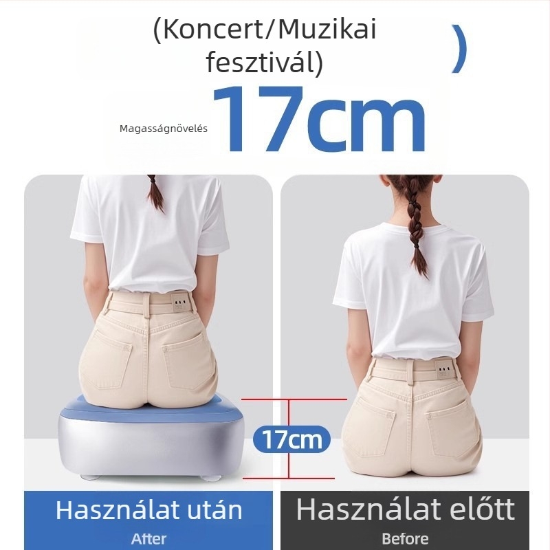 Felfújható emelő ülőpárna kislányoknak, hordozható vastagabb fenékpárna koncertekhez és zenei fesztiválokra