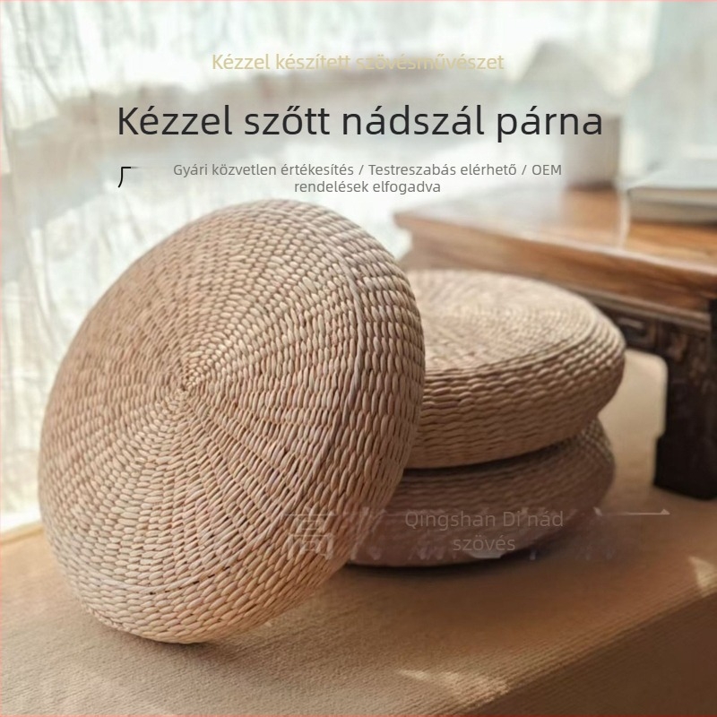Szalmából készült tatami meditációs párna, belső nagy sűrűségű hab, deréktámasz