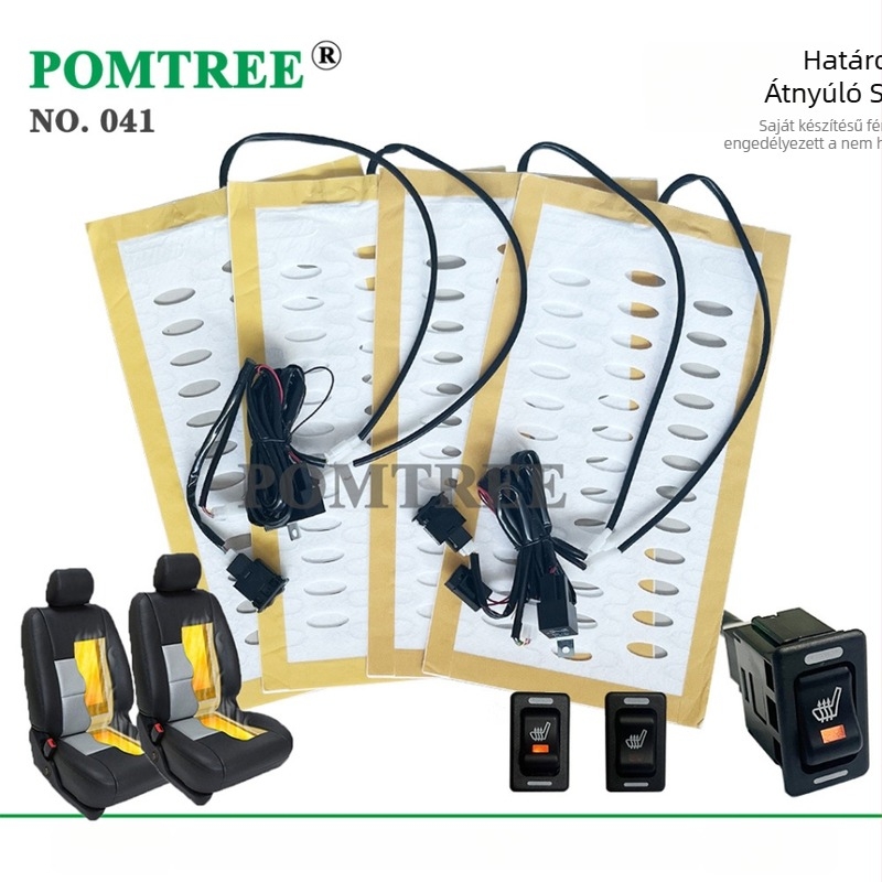 POMTREE Univerzális autóülés fűtő párna – 12V, 25W ötvözet szálas fűtőelem, karbon szálas felület, rocker kapcsoló