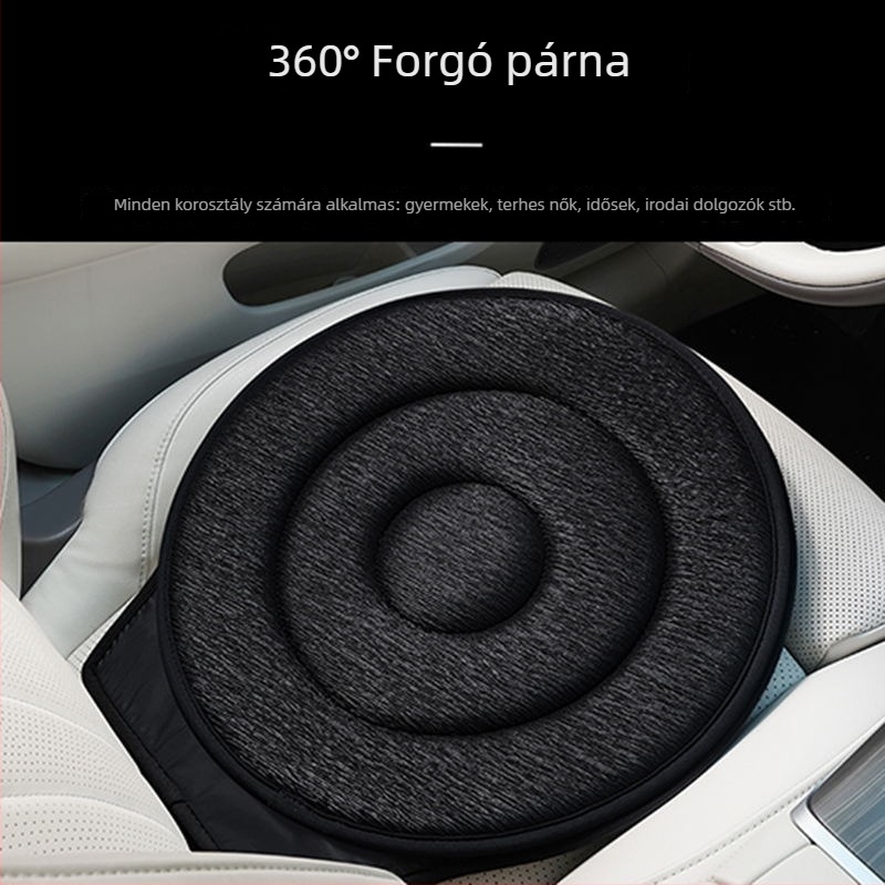 360°-os forgó autóülés párna – univerzális, egész éves használatra; sík, minimalist stílus; töltet: szivacs; felület: spandex