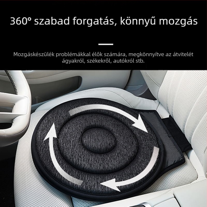 360°-os forgó autóülés párna – univerzális, egész éves használatra; sík, minimalist stílus; töltet: szivacs; felület: spandex